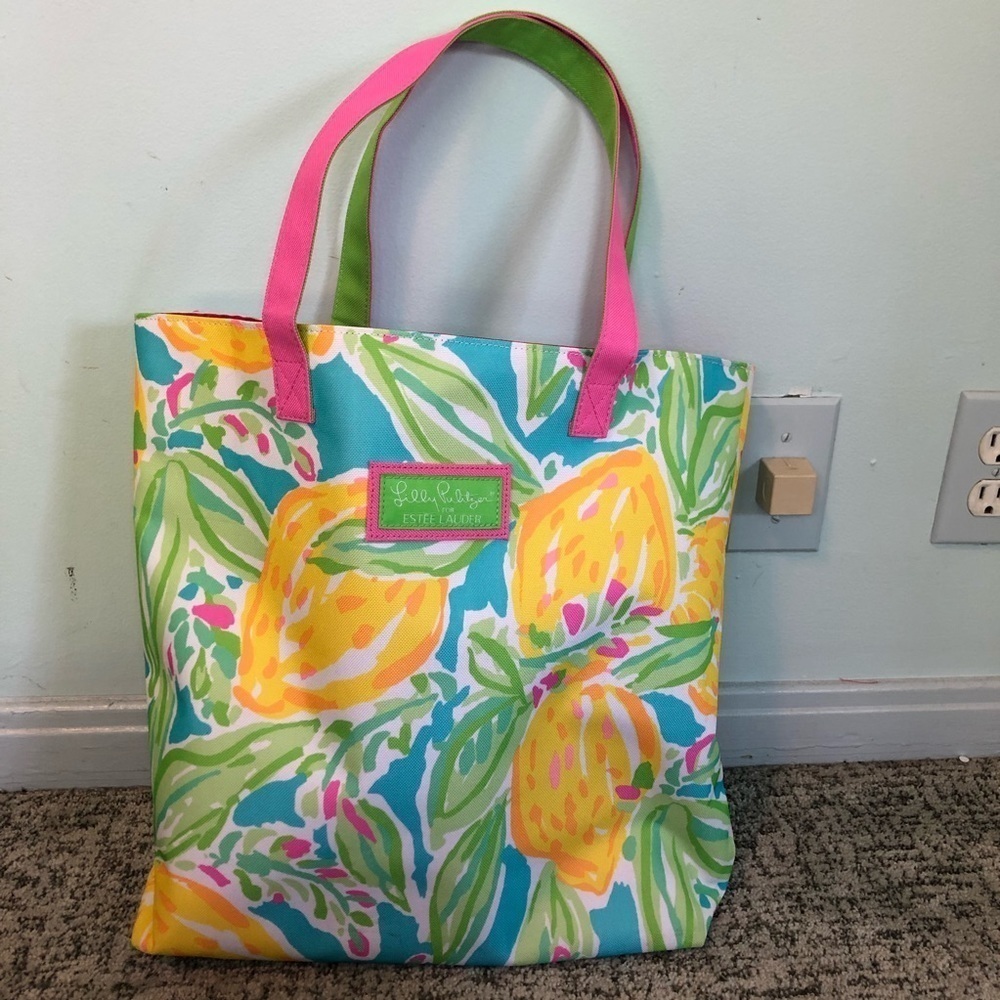 Lilly Pultizer Estée Lauder Lemon Print Tote Bag